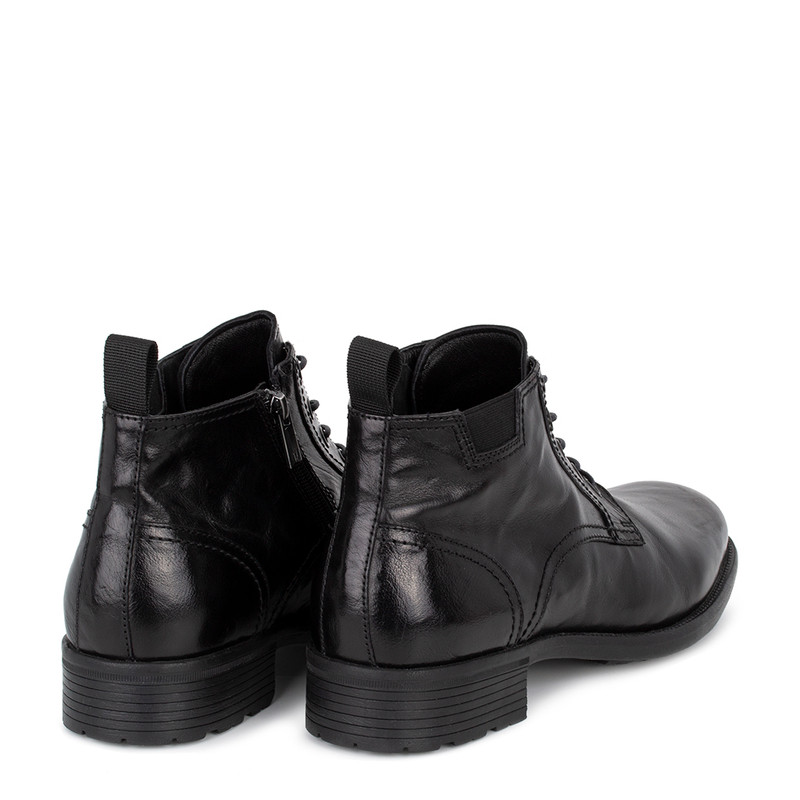 Men's Black Leather Boots with Square Toe GN 7328716 BLA