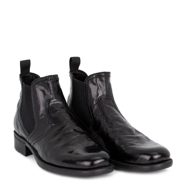 Men's Black Leather Chelsea Boots GN 7328916 BLA