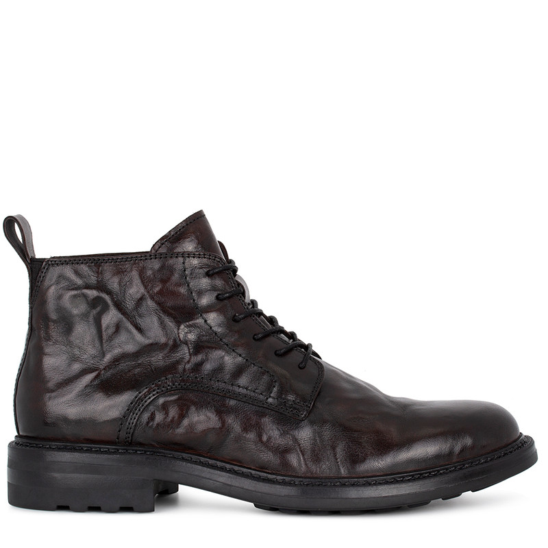 Men's Brown Washed Leather Winter Boots GN 7522216 DBA
