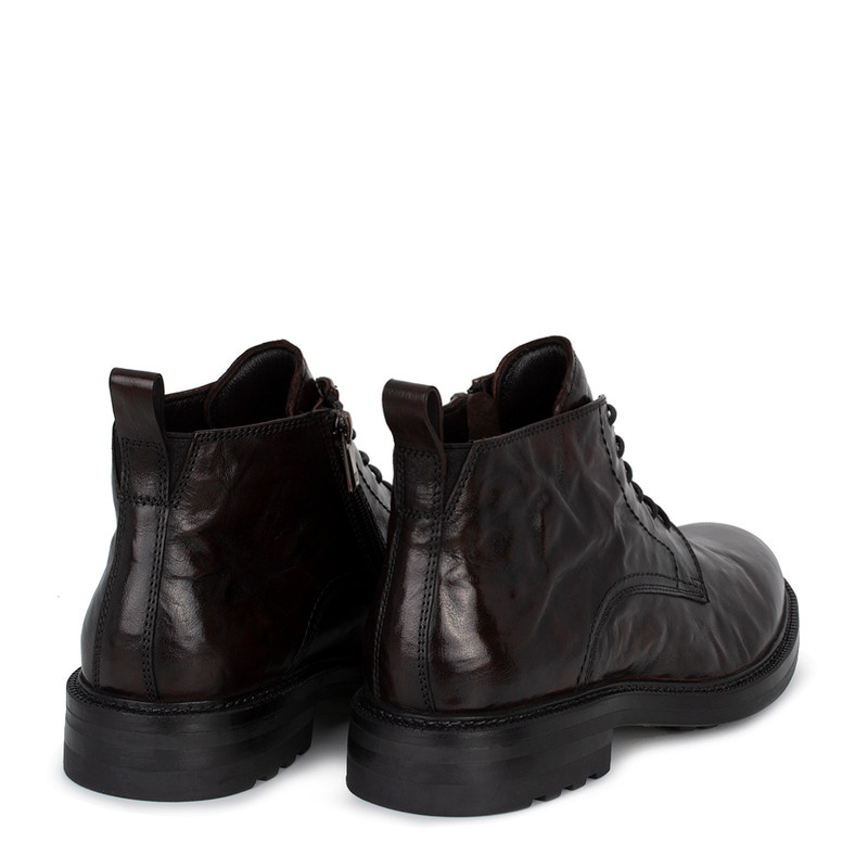 Men's Brown Washed Leather Winter Boots GN 7522216 DBA