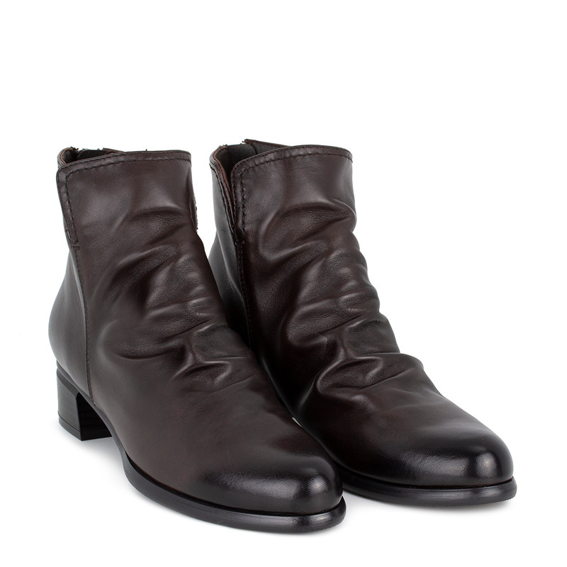 Women's Brown Leather Boots with Cutouts GP 5334016 BRI