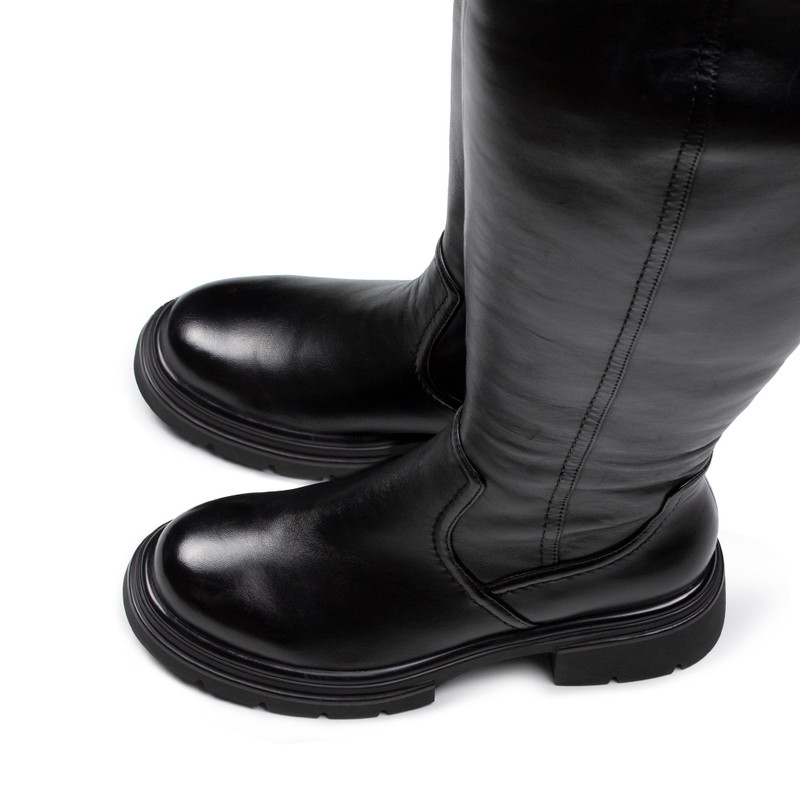 Women's Black Leather Winter Boots GP 5628816 BLI