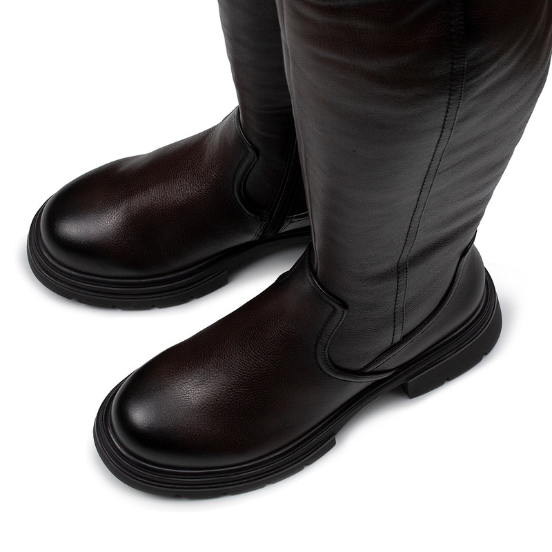 Women's Brown Leather Winter Boots GP 5628816 BRA