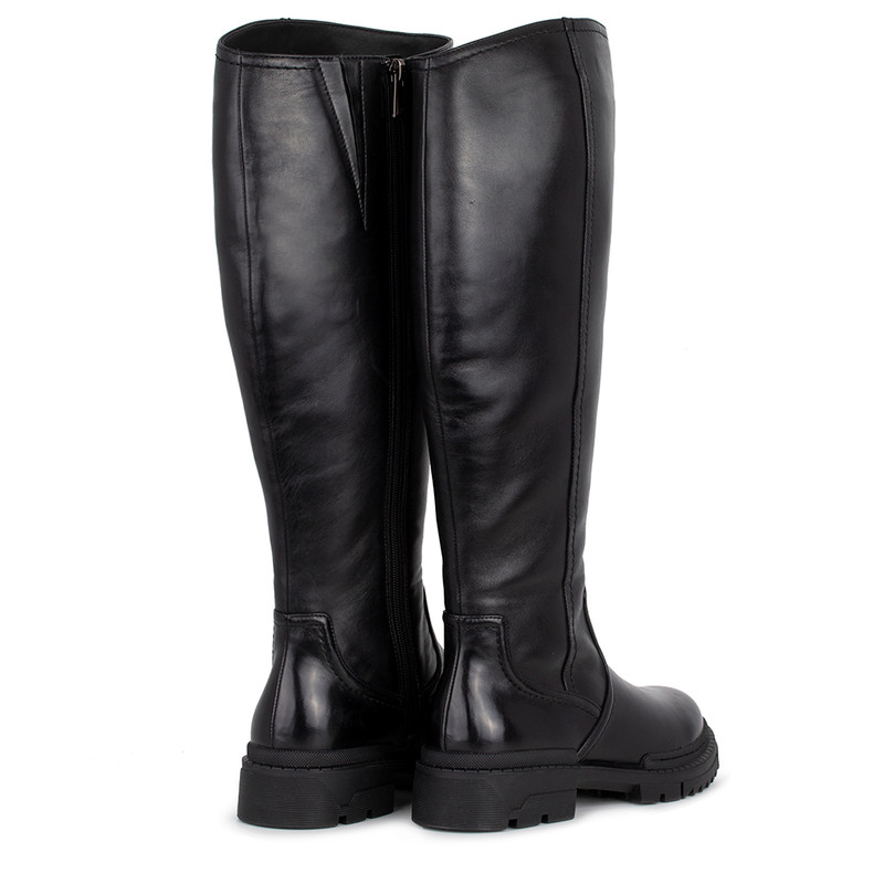 Women's Black Smooth Leather Winter Boots GP 5722216 BLI