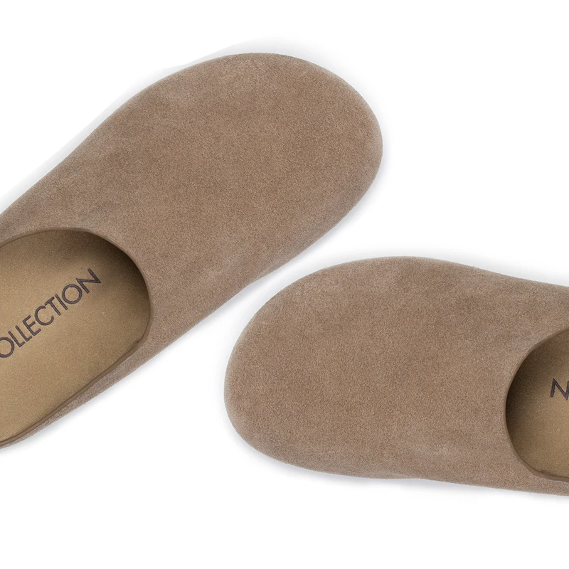 Women's Beige Suede Clogs GQ 5102017 TPS