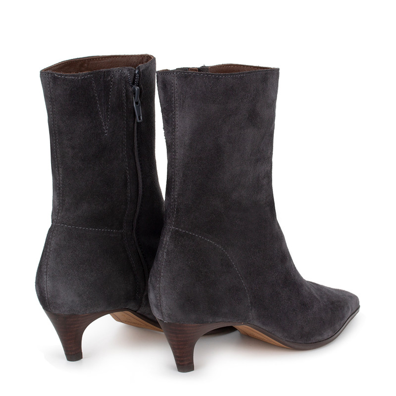 Women's Grey Suede Ankle Boots with Zipper GQ 5339916 GRS