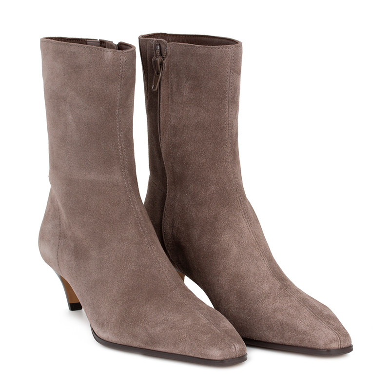 Women's Beige Suede Ankle Boots with Zipper GQ 5339916 TPS