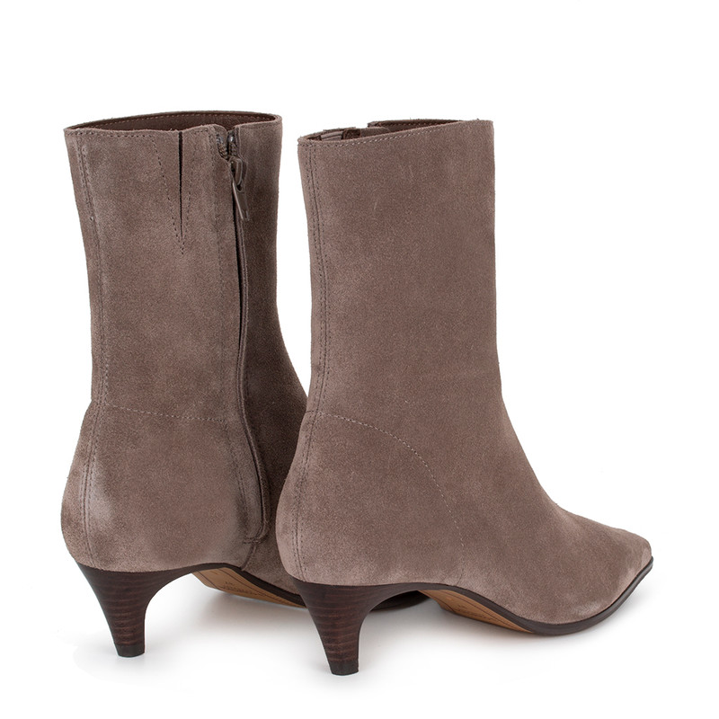 Women's Beige Suede Ankle Boots with Zipper GQ 5339916 TPS