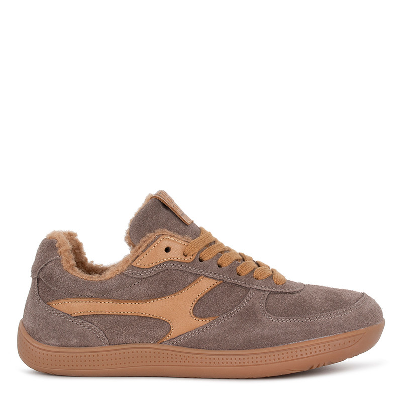 Women's Taupe Suede Winter Sneakers GQ 5810016 TPB