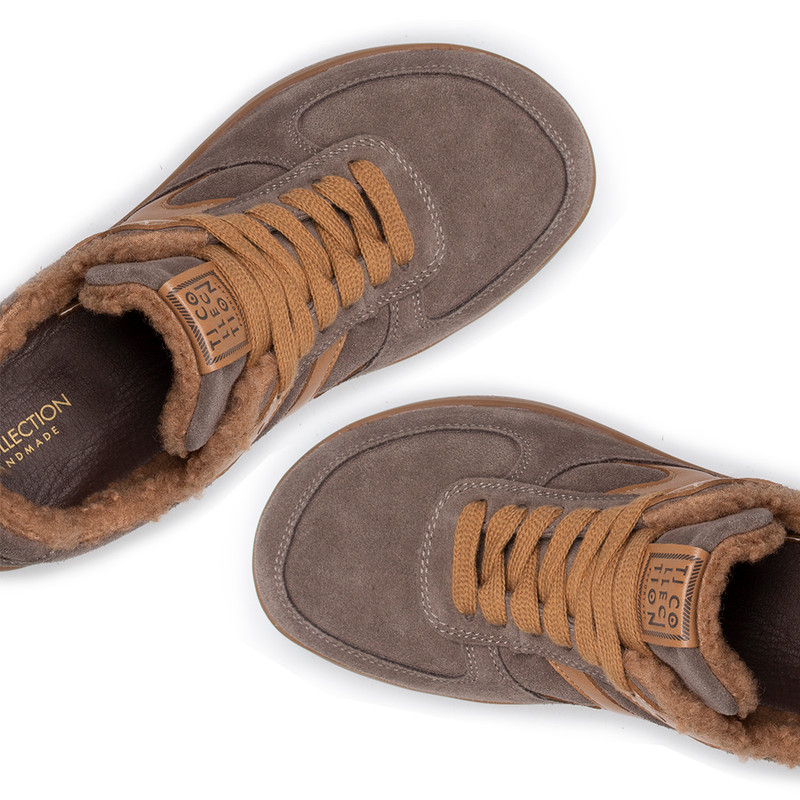 Women's Taupe Suede Winter Sneakers GQ 5810016 TPB
