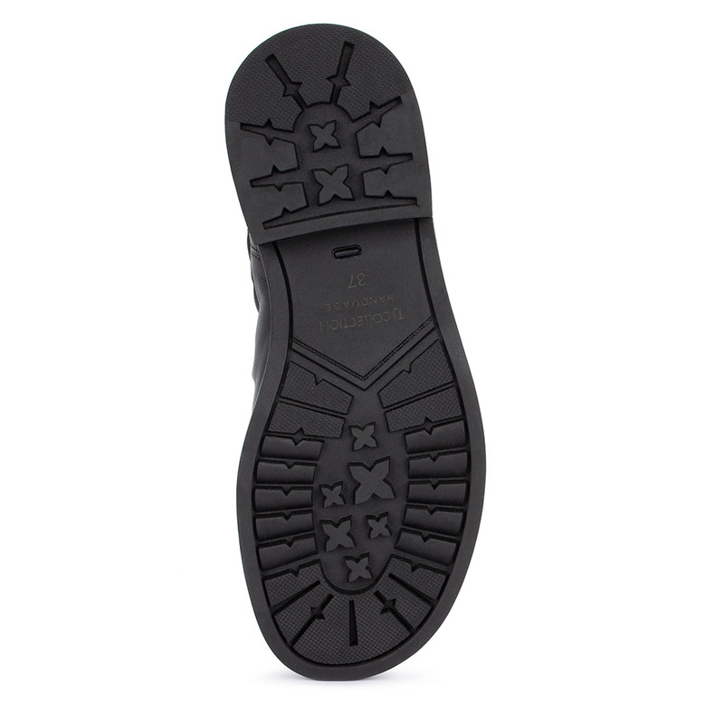 Women's Black Leather Boots with Gathers GS 5324916 BLI