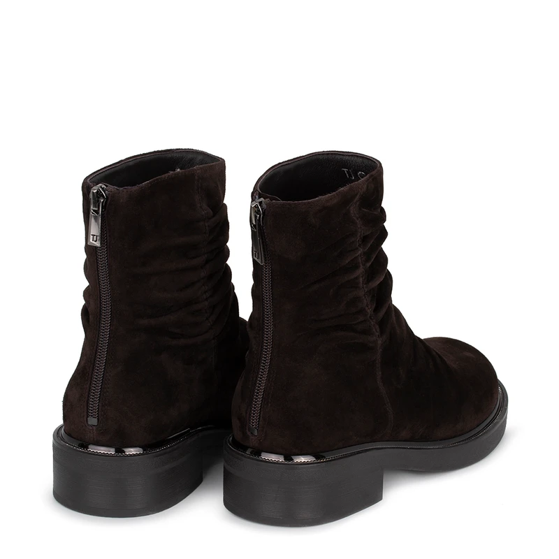 Women's Brown Suede Boots with Gathers GS 5324916 DBS