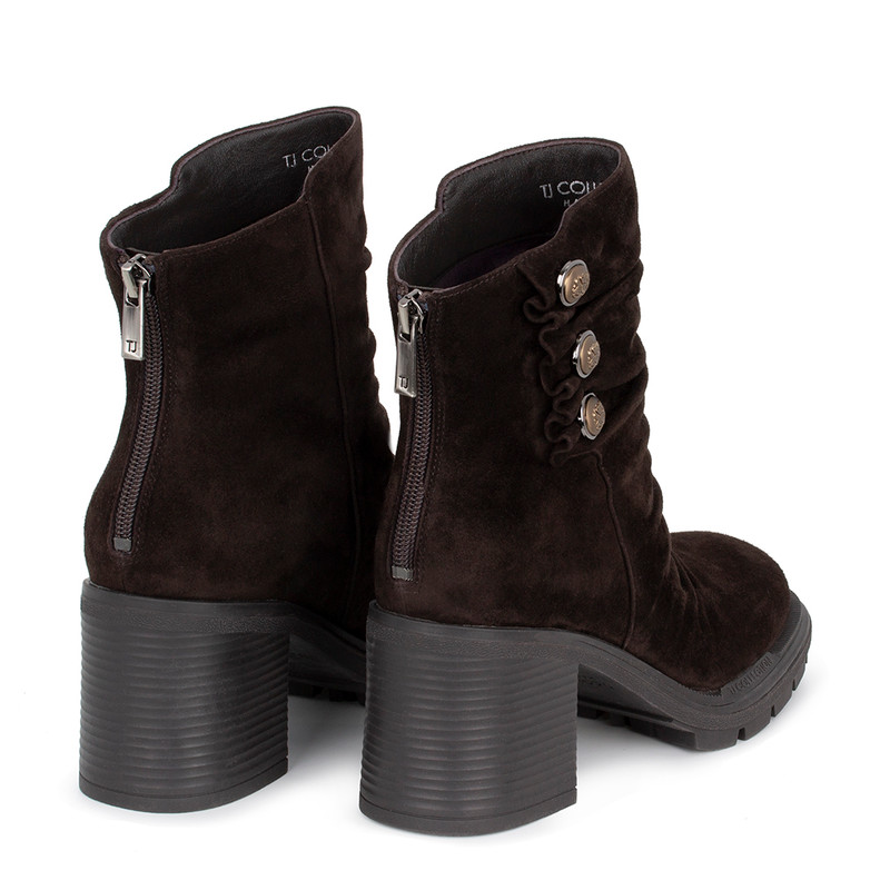 Women's Brown Suede Ankle Boots with Gathers GS 5362816 DBS