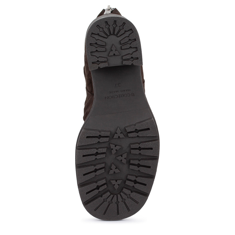 Women's Brown Suede Ankle Boots with Gathers GS 5362816 DBS