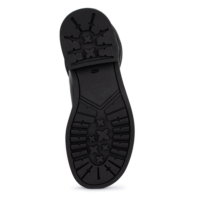 Women's Black Leather Boots with Gathers GS 5424816 BLI