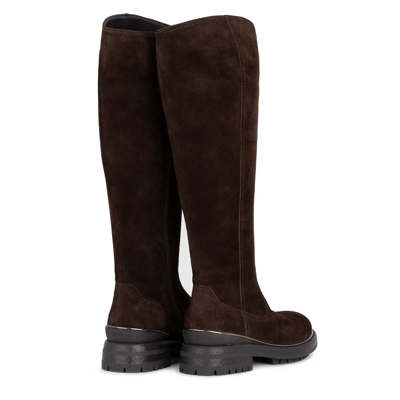 Women's Chocolate Suede Boots GS 5425516 BRS