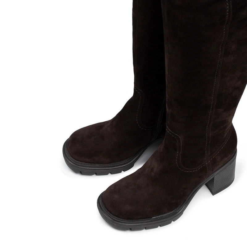 Women's Brown Tall Winter Boots with Fur Trim GS 5662316 DBS
