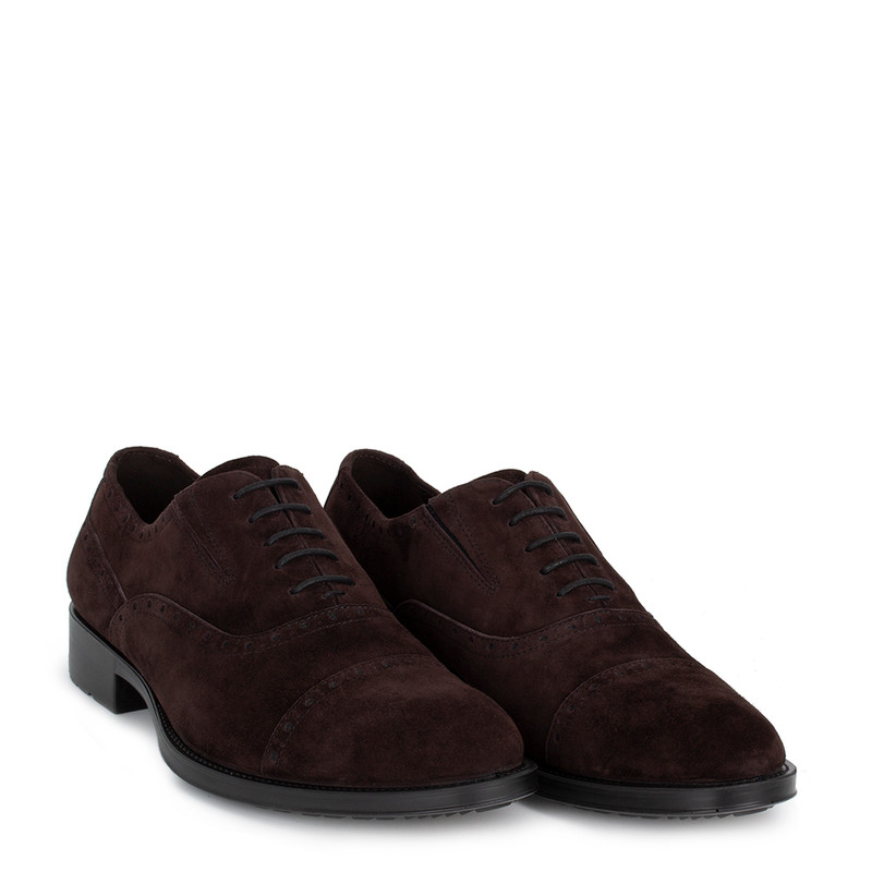 Men's Brown Suede Oxford Shoes MP 7298416 BRS