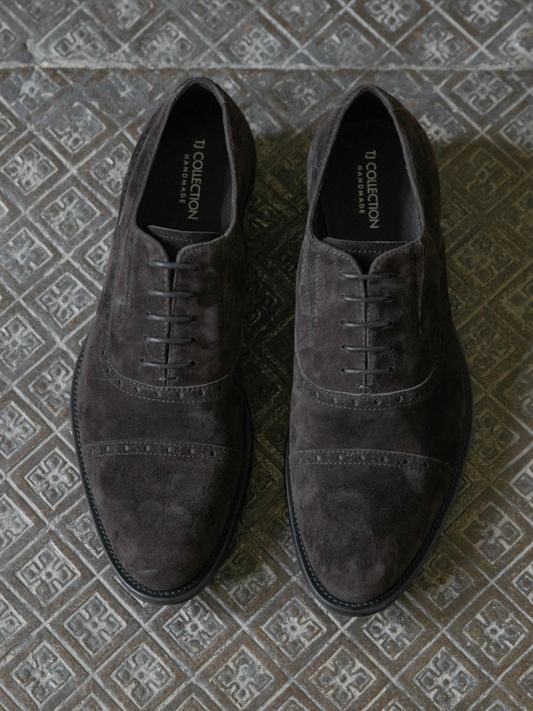 Men's Brown Suede Oxford Shoes MP 7298416 BRS