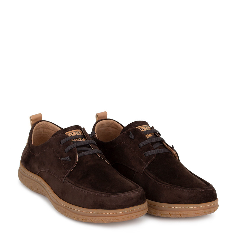Men's Brown Suede Shoes with Elastic Laces TO 7208016 DBS