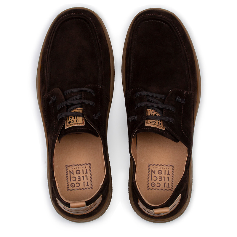 Men's Brown Suede Shoes with Elastic Laces TO 7208016 DBS