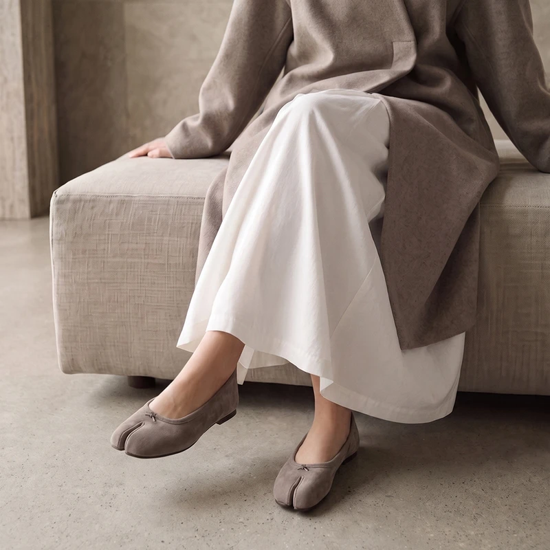Women's Taupe Suede Tabi Flats GQ 5205717 TPS