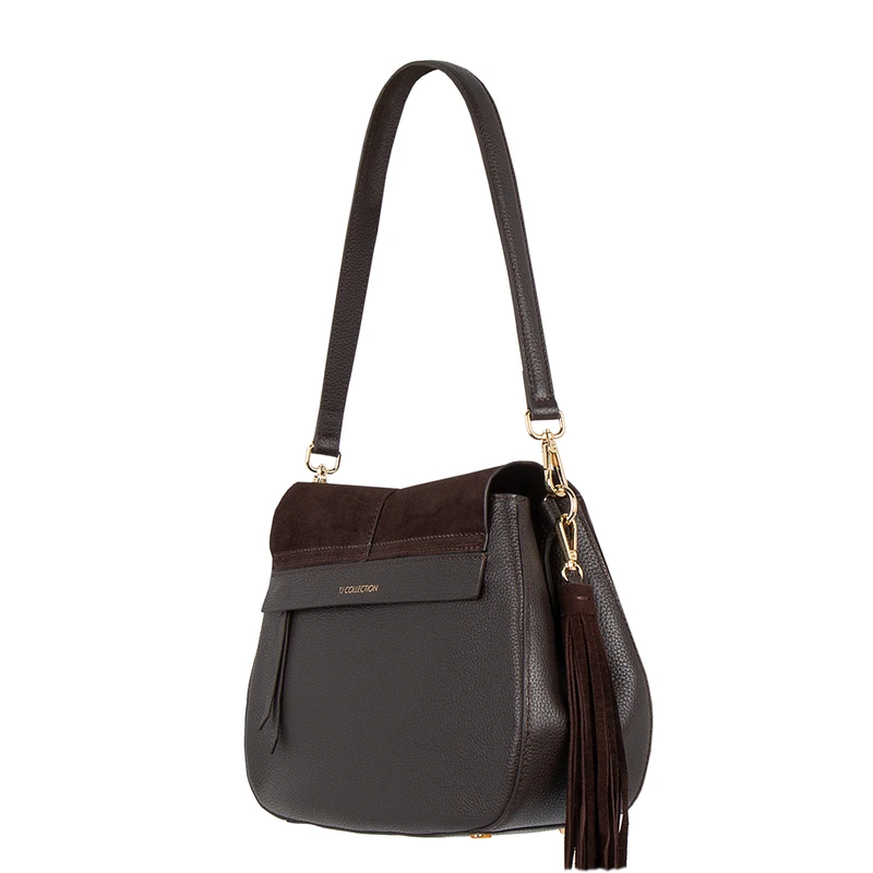 Women's Brown Suede Saddle Bag Ascot YB 5204016 BRS