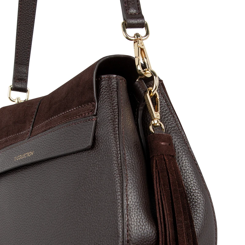 Women's Brown Suede Saddle Bag Ascot YB 5204016 BRS