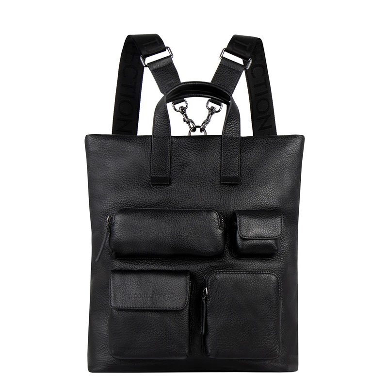Unisex Black Leather Bag Torbole City Maxi YH 8439916 BLK
