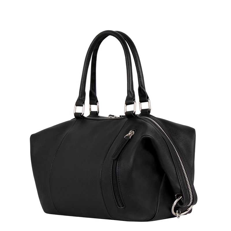 Women's Black Soft Leather Satchel Bag YJ 5352516 BLI
