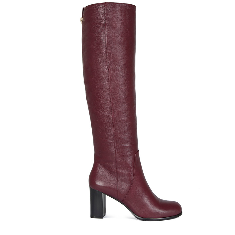 burgundy leather knee boots