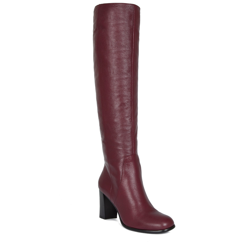 burgundy leather over the knee boots