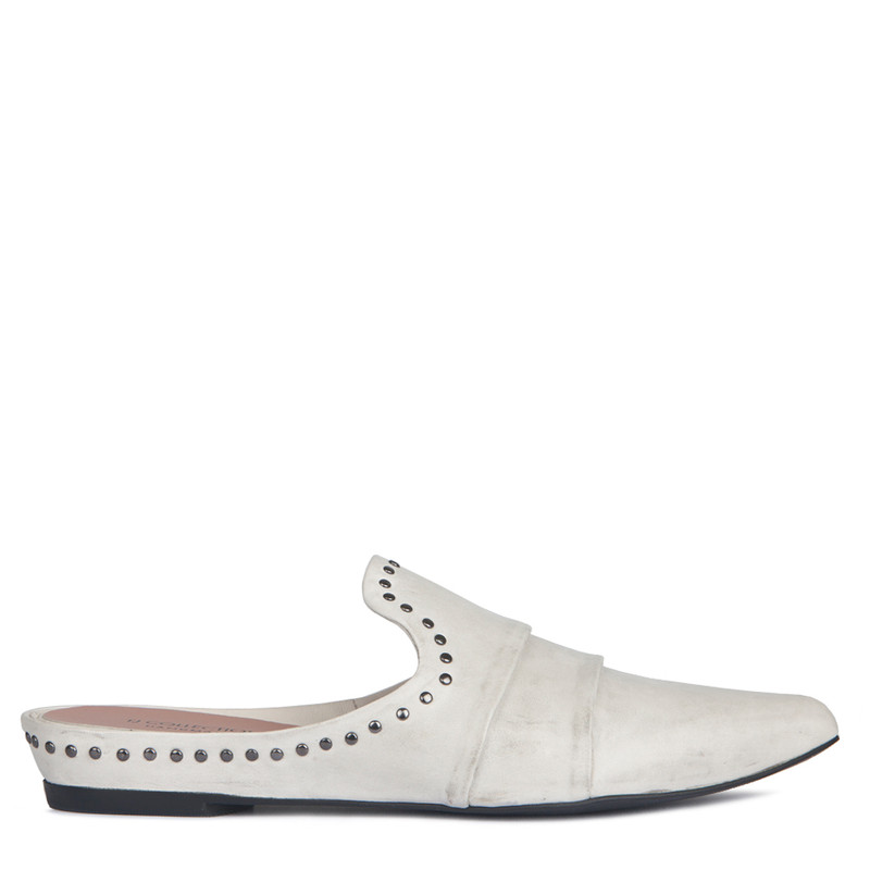 white flat mules