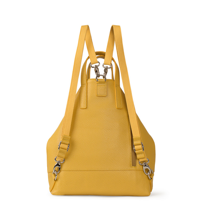 yellow leather backpack