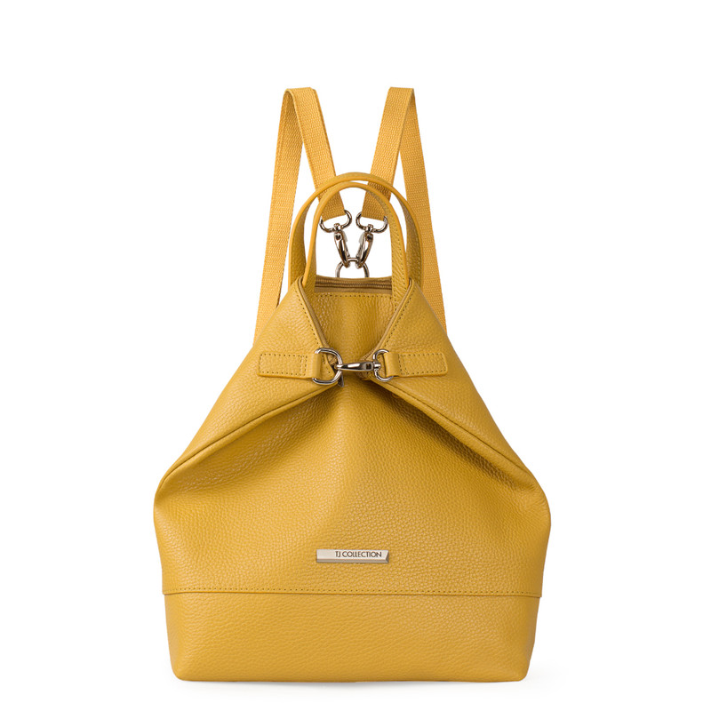 yellow leather backpack