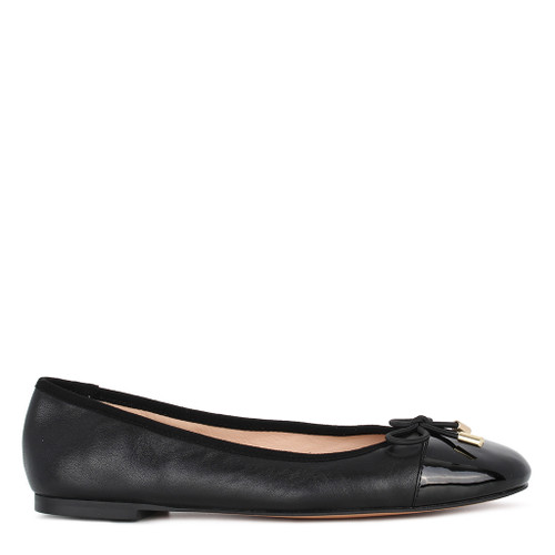 フラットシューズ BLACK LEATHER FLATS Vivian-Leather-Ballet-Flat-