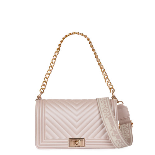 Branded Light Pink Bag with a Chain and Buckle | TJ COLLECTION