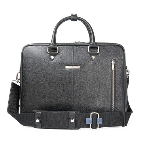Black Grained Leather Travel Bag | TJ COLLECTION