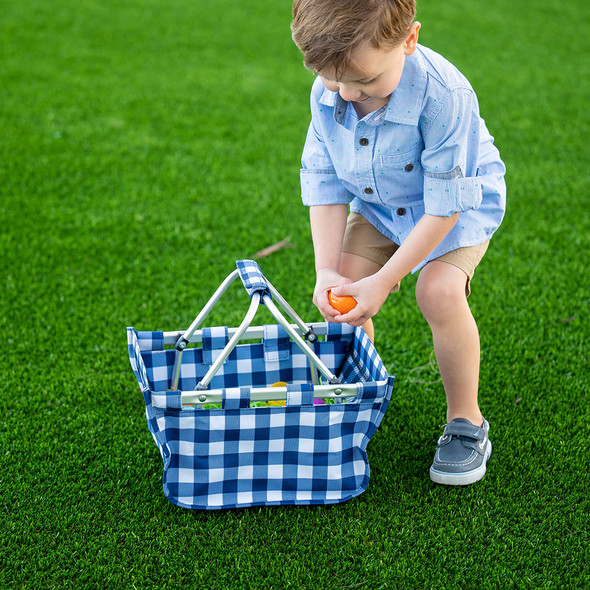 Navy Check Mini Market Tote