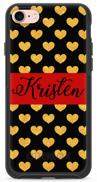 Gold Glitter Hearts OtterBox® Symmetry Series® Phone Case