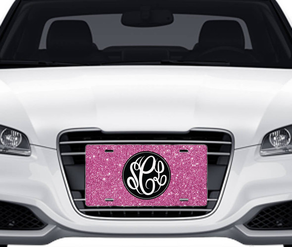 Pink Glitter Car Tag