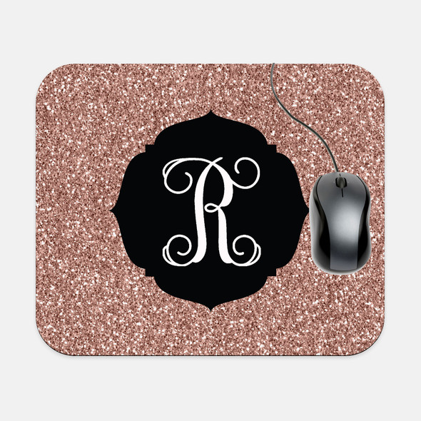 Rose Gold Glitter Rectangle Mouse Pad