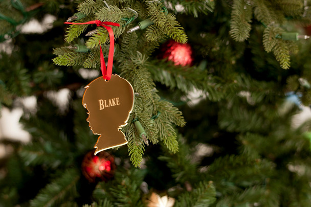 Gold Boy Silhouette Mirrored Acrylic Ornament