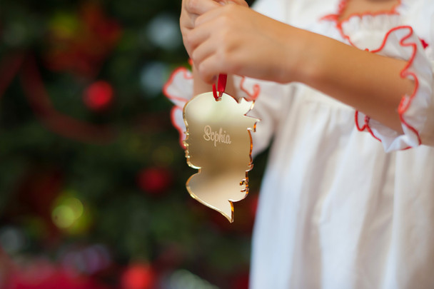 Gold Girl Silhouette Mirrored Acrylic Ornament
