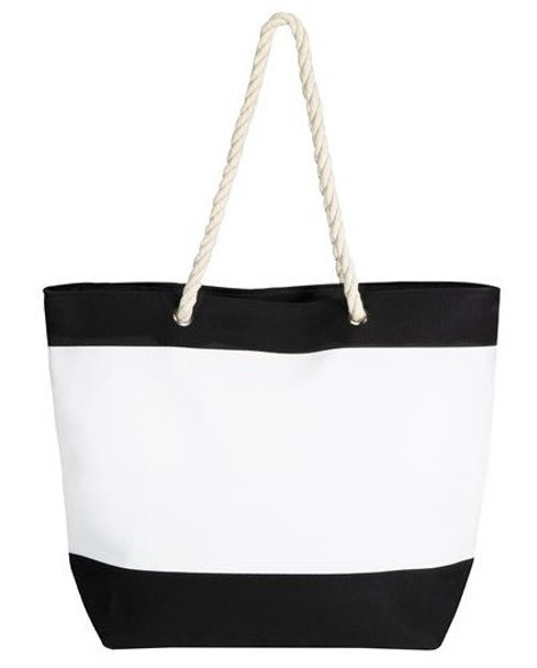 Black Nautical Stripe Beach Bag