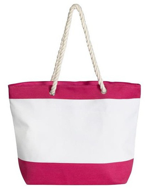 Hot Pink Nautical Stripe Beach Bag