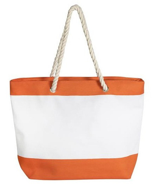 Orange Nautical Stripe Beach Bag