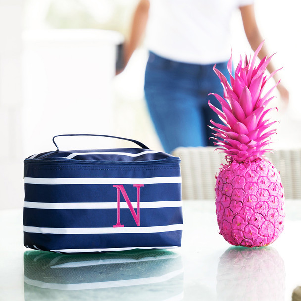 Navy Stripe Cosmetic Bag