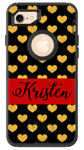 Gold Glitter Hearts OtterBox® Defender Series® Phone Case