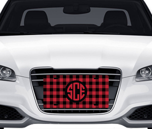 Red Buffalo Plaid Car Tag